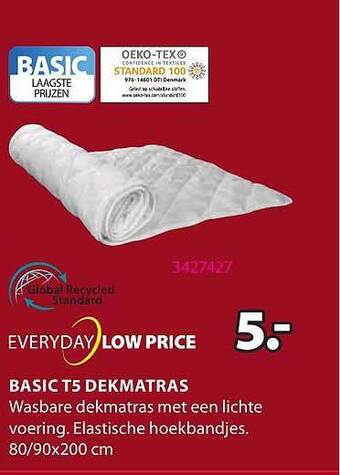 Jysk Basic T5 Dekmatras aanbieding