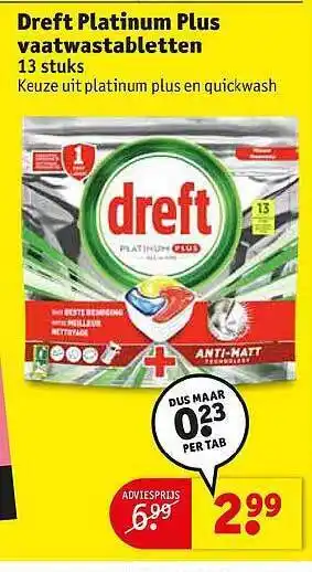 Kruidvat Dreft Platinum Plus Vaatwastabletten aanbieding