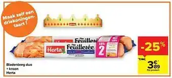 Carrefour Bladerdeeg duo + kroon herta aanbieding
