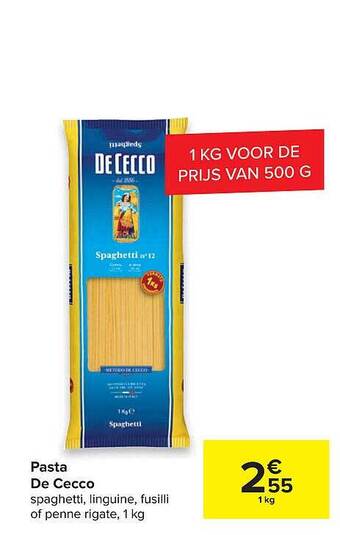 Carrefour Pasta De Cecco aanbieding