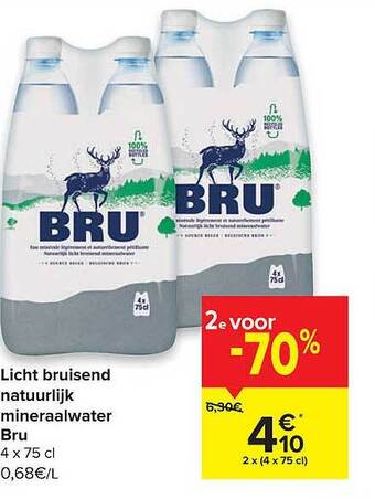 Carrefour Licht Bruisend Natuurlijk Mineraalwater Bru aanbieding