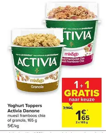 Carrefour Yoghurt Toppers Activia Danone aanbieding