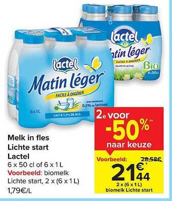 Carrefour Melk In Fles Lichte Start Lactel aanbieding