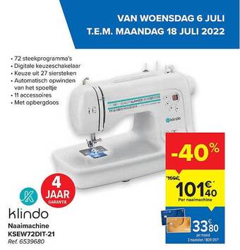 Carrefour Klindo Naaimachine aanbieding