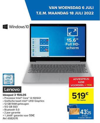 Carrefour Lenovo Ideapad 3 aanbieding