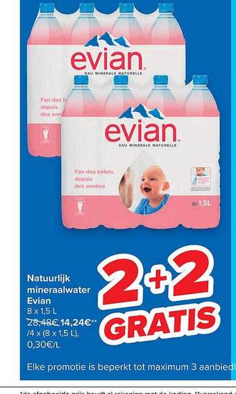 Carrefour Natuurlijk Mineraalwater Evian aanbieding