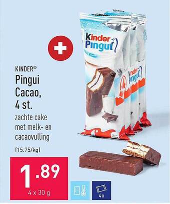 ALDI Kinder Pingui Cacao, 4 St aanbieding