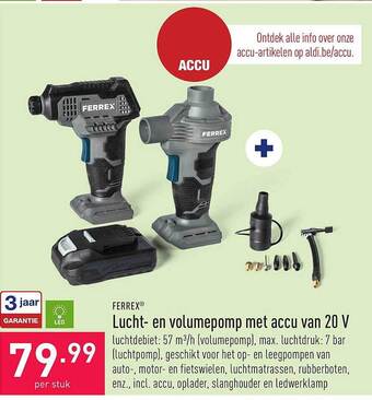 ALDI Lucht En Volumepomp Met Accu Van 20 V aanbieding