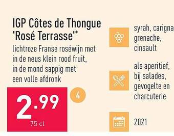 ALDI Igp Côtes De Thongue Rosé Terrasse aanbieding
