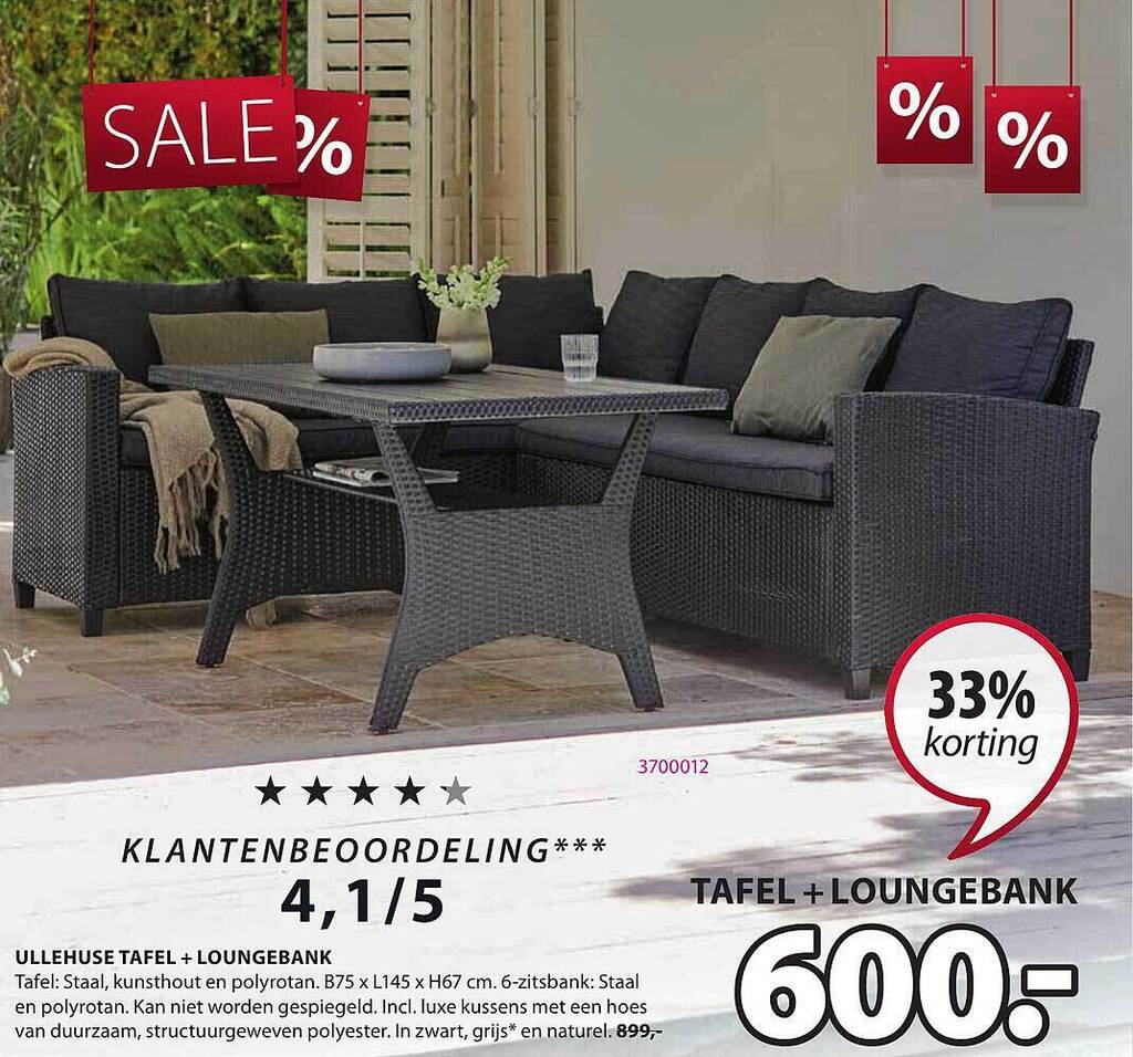 Ullehuse Tafel + Loungebank promotie bij Jysk