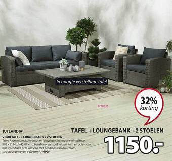 Jysk Vemb Tafel + Loungebank + 2 Stoelen aanbieding