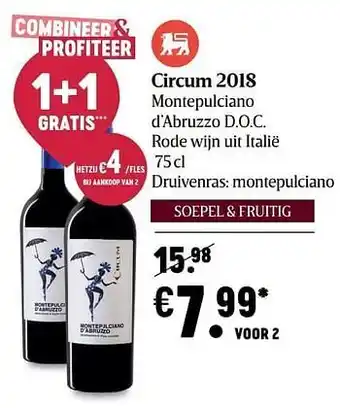 Delhaize Circum 2018 montepulciano d'Abruzzo d.o.c. rode wijn uit italië aanbieding