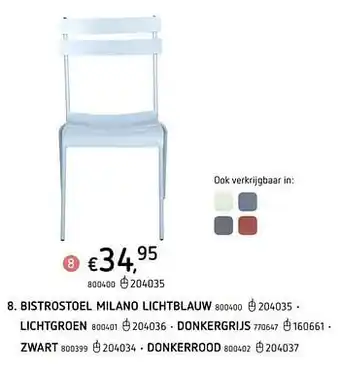 Bistrostoel milano lichtblauw