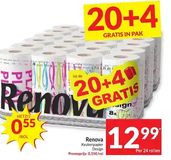 Renova Keukenpapier Design, Per 24 rollen