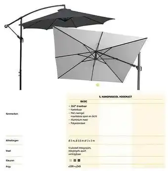 Dreamland Hangparasol hoekmast basic aanbieding
