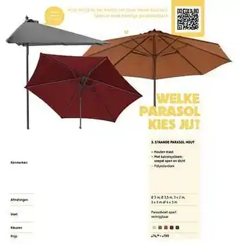 Staande parasol hout