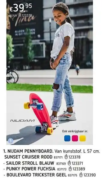 Dreamland Nijdam pennyboard sunset cruiser rood aanbieding