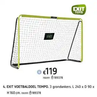 Dreamland Exit voetbaldoel tempo aanbieding