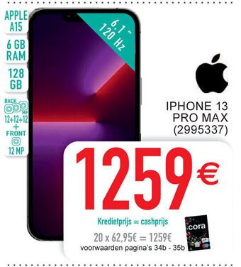 Cora iPhone 13 pro max aanbieding