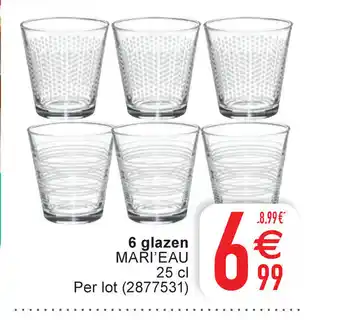 Cora 6 Glazen mari'eau 25cl aanbieding