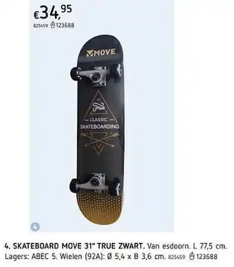 Dreamland Skateboard move 31`` true zwart aanbieding