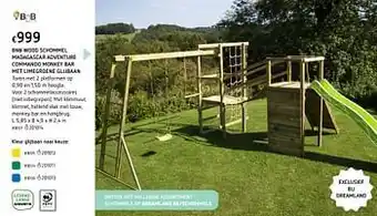 Dreamland Bnb wood schommel madagascar adventure commando monkey bar met limegroene glijbaan aanbieding