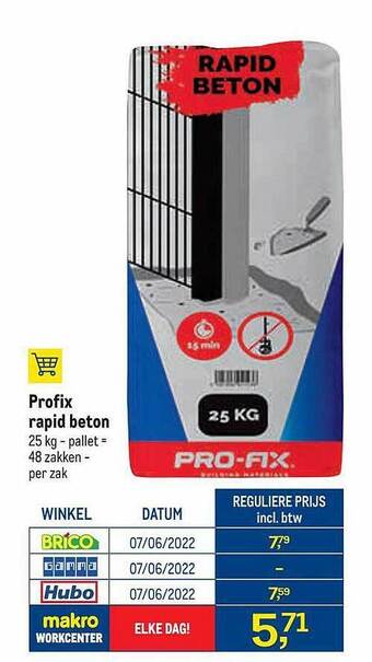 Makro Profix Rapid Beton aanbieding