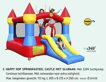 Dreamland Happy hop springkasteel castle met glijbaan aanbieding