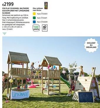 Dreamland Fox play schommel baltimore duo explorer met limegroene glijbaan aanbieding