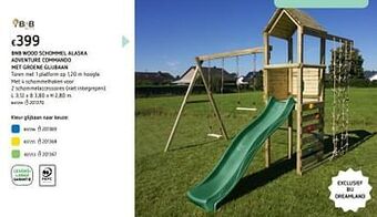 Dreamland Bnb wood schommel alaska adventure commando met groene glijbaan aanbieding