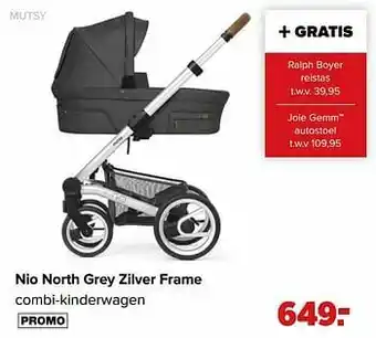 Nio north grey zilver frame combi-kinderwagen