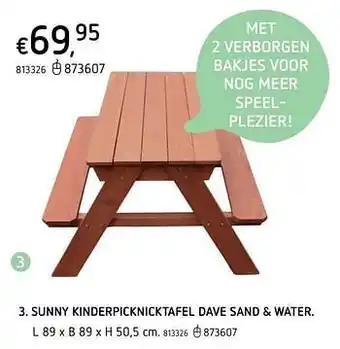 Dreamland Sunny kinderpicknicktafel dave sand + water aanbieding