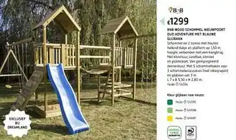 Dreamland Bnb wood schommel nieuwpoort duo adventure met blauwe glijbaan aanbieding