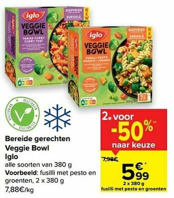 Carrefour Iglo fusilli met pesto en groenten aanbieding