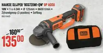 HandyHome Black + decker haakse slijper bcg720m1-qw op accu aanbieding