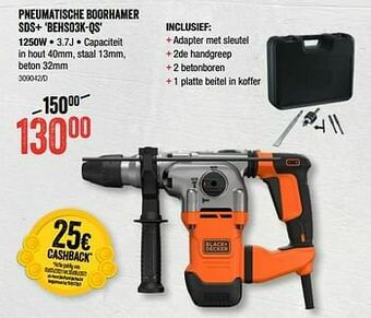 Black + decker pneumatische boorhamer sds+ behs03k-qs