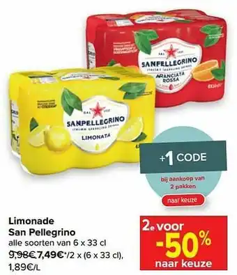 Carrefour Limonade san pellegrino aanbieding