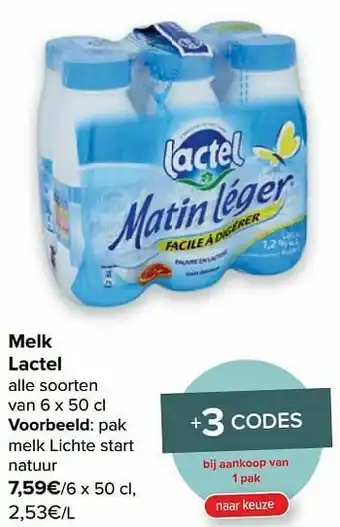 Carrefour Lactel melk lichte start natuur aanbieding