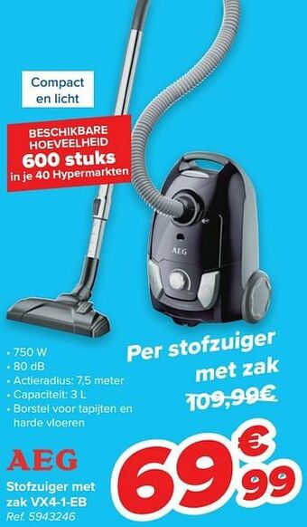 Aeg stofzuiger met zak vx4-1-eb
