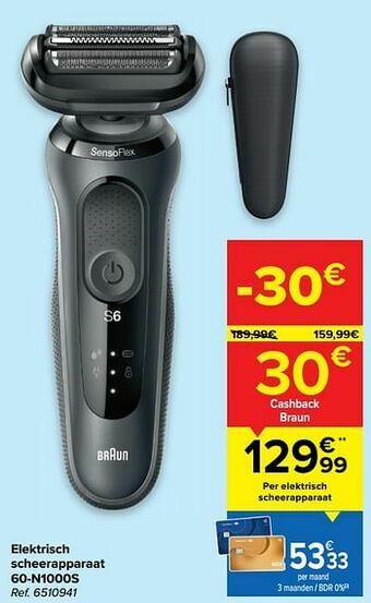 Carrefour Braun elektrisch scheerapparaat 60-n1000s aanbieding