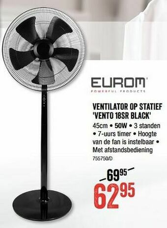 Eurom ventilator op statief vento 18sr black