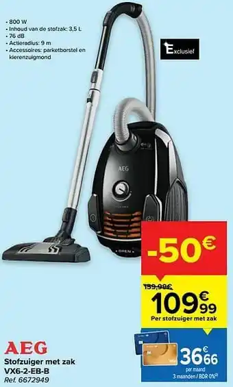 Carrefour Aeg stofzuiger met zak vx6-2-eb-b aanbieding