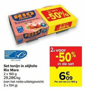 Carrefour Set tonijn in olijfolie rio mare aanbieding