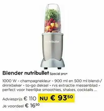 Molecule Blender nutri bullet special pro+ aanbieding