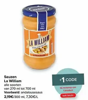 Carrefour La william andalousesaus aanbieding