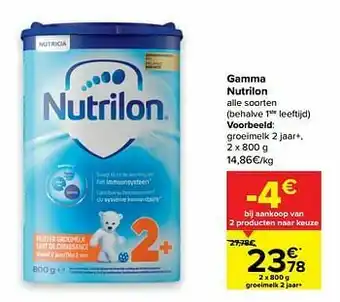 Carrefour Nutrilon groeimelk 2 jaar+ aanbieding