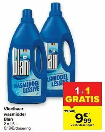 Carrefour Vloeibaar wasmiddel blan aanbieding