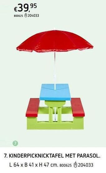 Dreamland Kinderpicknicktafel met parasol aanbieding