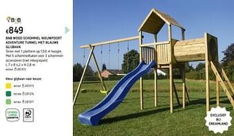 Dreamland Bnb wood schommel nieuwpoort adventure tunnel met blauwe glijbaan aanbieding