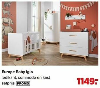 Baby-Dump Europe baby iglo ledikant, commode en kast aanbieding